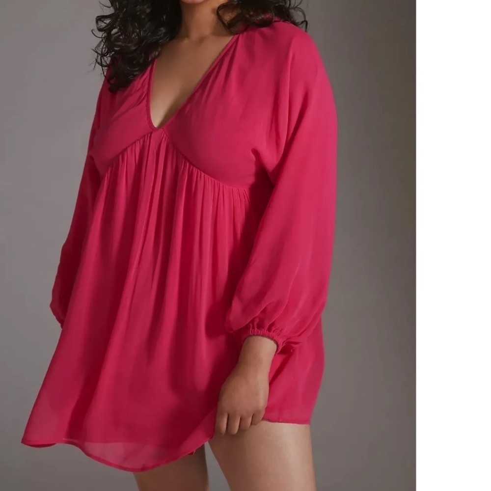 Anthropologie Forever That Girl Sheer Flowy mini dress XXS NWT Barbie Pink - Picture 13 of 13